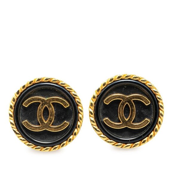 CHANEL Black Logo Earrings - Picture 1 of 4